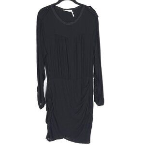 ISABEL MARANT ETOILE Knee-Length Black Ruffle Pleated Dress Size 40 SILK Blend